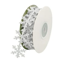 Christmas Ribbon, Snowflake Ribbon, Embossed Holiday Gift Wrapping Ribbon for Christmas Decorations, Durable Non Woven Fabric Ribbon with Festive Snowflake Pattern, 196.85 Inches Length