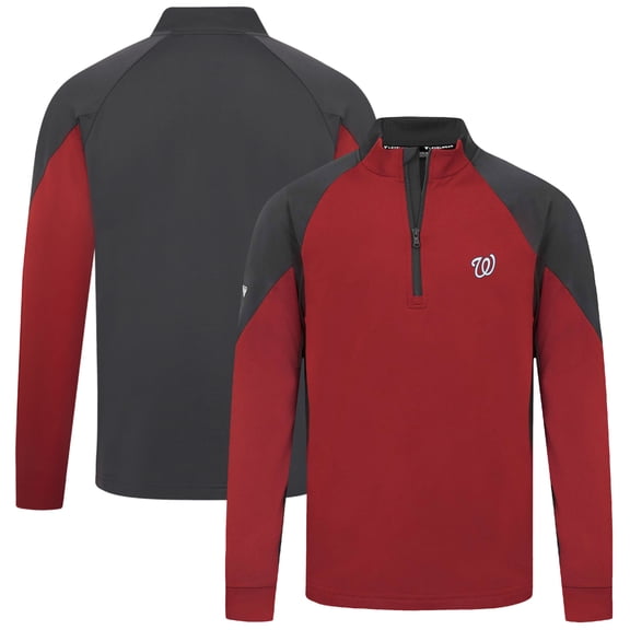 Men's Levelwear Red Washington Nationals Cadet Insignia 2.0 Raglan Quarter-Zip Jacket