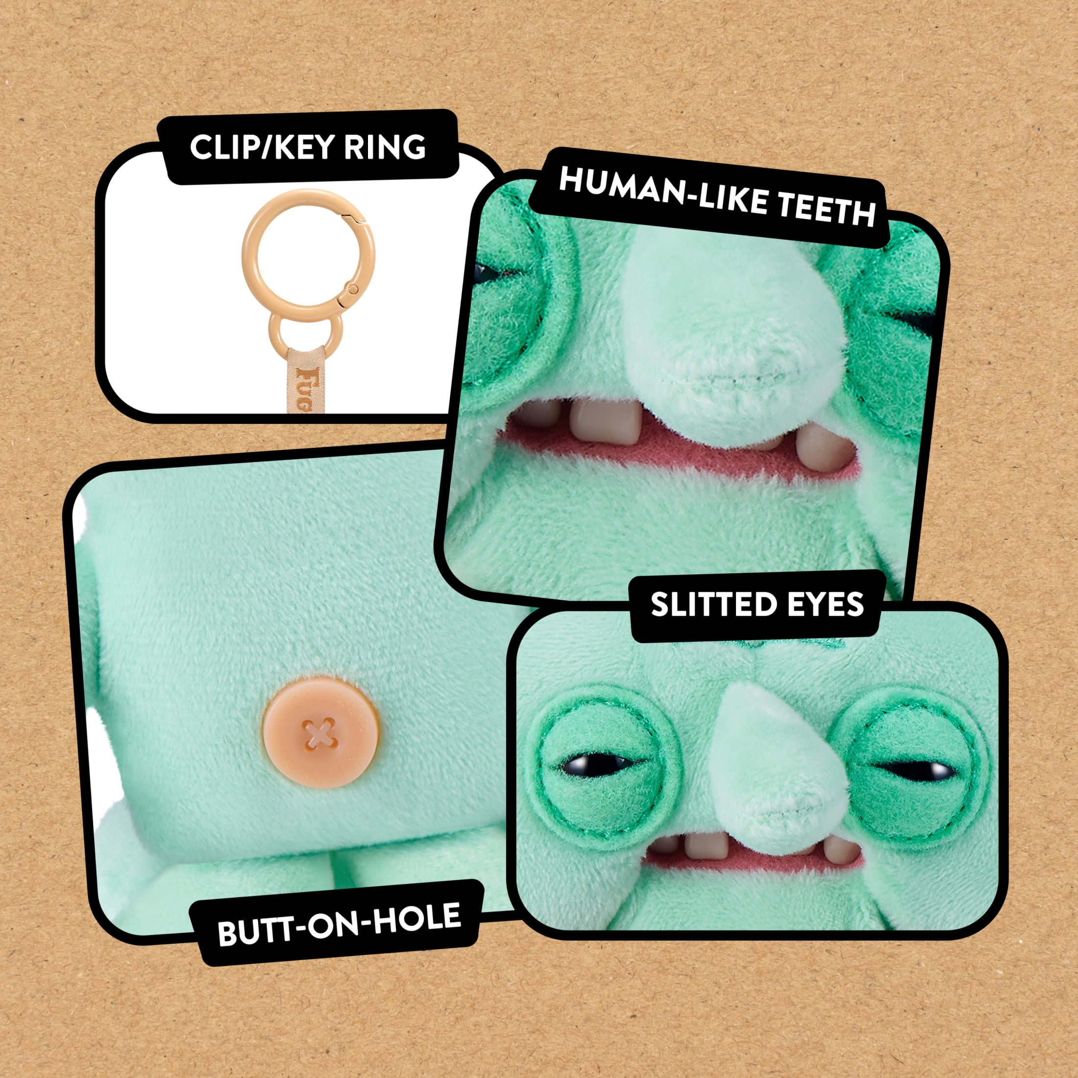 Fuggler SpongeBob Key Rings 5 inch (Squidward), Funny Ugly Monster Plush Keychain by ZURU