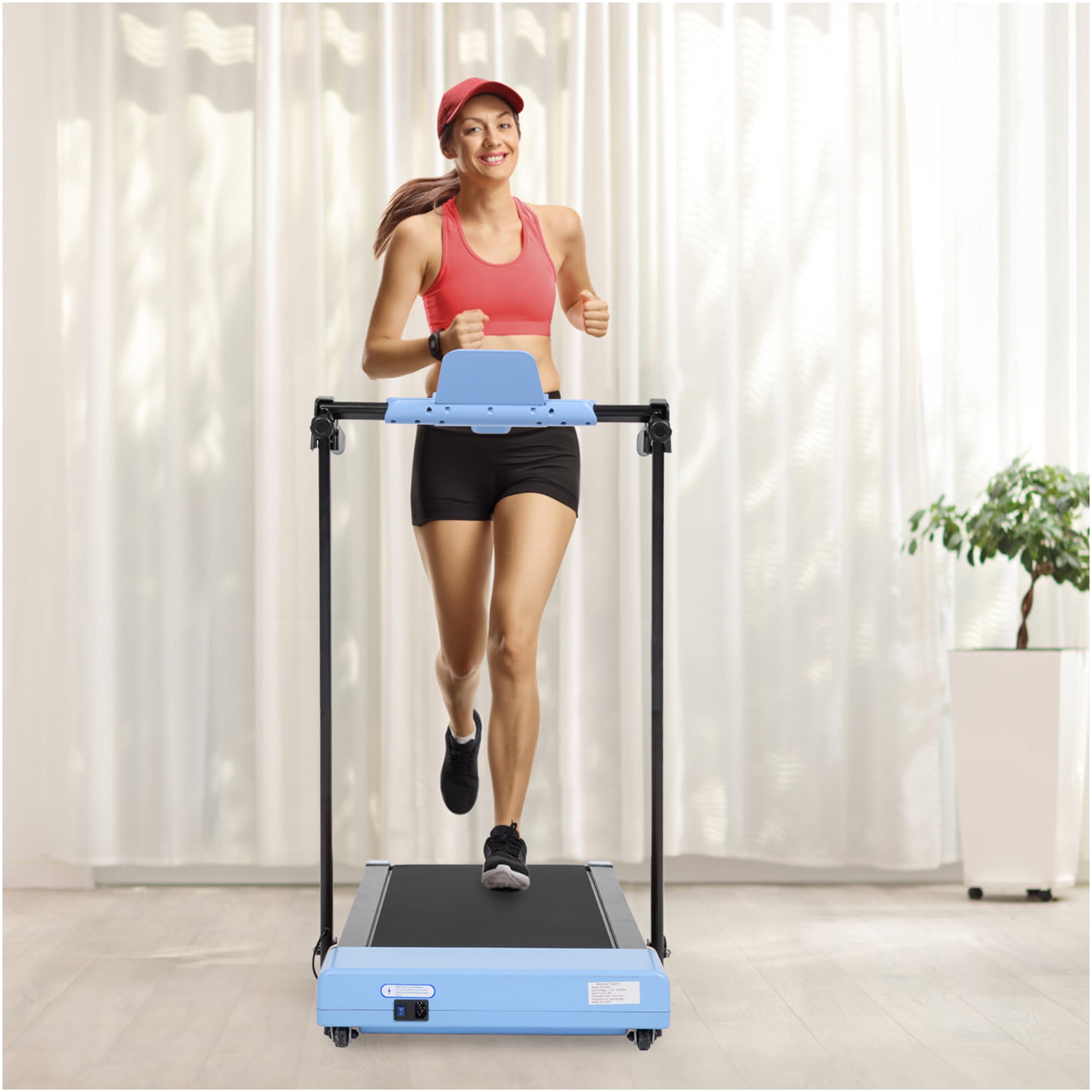 JERFIT 7.5 MPH Folding Treadmill for Home with LED Display, Blue Compact Electric Running Machine for Walking Jogging Cardio Workout