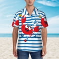 thumbnail image 6 of Picia Red Funny Crab on Blue Stripe Gentle Cotton Regular Fit Short Sleeve Casual Hawaiian Shirt for Men-XX-Large, 6 of 9