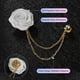 thumbnail image 2 of Pin de broche de flor de rosa Uxcell para traje de hombres, pin de solapa de flor con cadena de borlas doradas para bodas [Gris Plateado], 2 of 7
