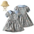 thumbnail image 3 of WOLLED Baby Girls Summer Floral Dress Newborn Bubble Sleeve Sweet Princess Dresses with Sun Hat Casual A-Line Skirt, 3 of 10