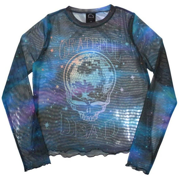 Grateful Dead Women's Long Sleeve T-Shirt: Stealy Glitter Ball (Mesh) (X-Small)