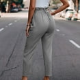 thumbnail image 5 of fartey Wide Leg Pants for Women 2023 High Paperbag Waist Solid Color Slim Trousers with Waist Tie Pockets Lounge Vacation Work Pants, 5 of 5