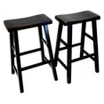 thumbnail image 3 of eHemco Heavy-Duty Solid Wood Saddle Seat Kitchen Counter Barstools, 29 Inches, Antique Black with Red Edging, Set of 2, 3 of 6