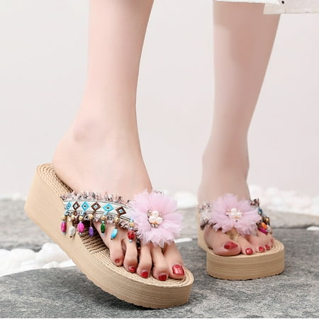 

Cathalem Women Wedge Slippers Flip Flops Are Good At Talking About Slippers Flower Flip Flops Are Fashionable S Women Slippers Pink 7.5