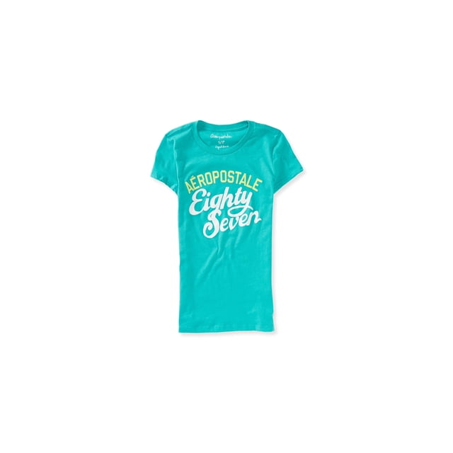 Aeropostale Script Print 87 Camiseta básica para mujer, verde, pequeña Aeropostale Camiseta básica