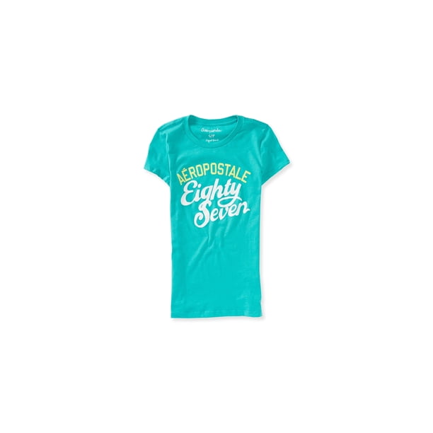 Camiseta básica Aeropostale Script Print 87 para mujer, verde, grande Aeropostale Camiseta básica