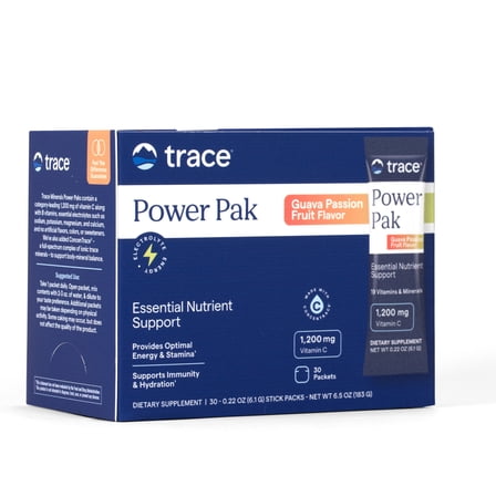 Trace Minerals Power Pak Multivitamin and Multimineral with 1200mg of Vitamin C 30 ct - Guava Passion Fruit Flavor