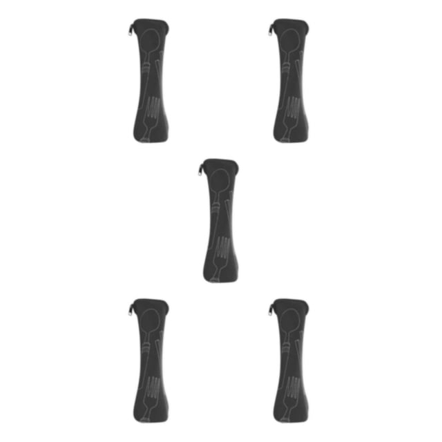 Maytalsory Black Portable And Durable Dinnerware Set For Outdoor Meals Cutlery Tableware Travel Tableware 5Set