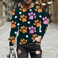 thumbnail image 1 of Ceisia Men's Colorful Glitter Paw Print T-Shirt | Slim Long-Sleeve Crewneck Casual Top Gift, 1 of 5