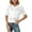 White, variant on Womens Lace Short Puff Sleeve Casual Eyelet Crew Neck Button Down Shirts XL