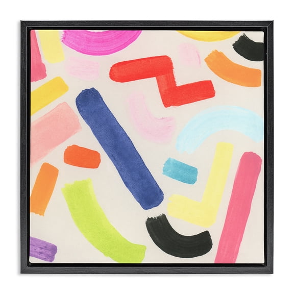 Stupell Industries Modern Scattered Retro Shapes Black Floating Frame Canvas Art, 18 x 18, by June Erica Vess