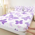 thumbnail image 3 of Homewish Chic Butterflies Twin Sheet Sets,Cartoon Polka Dot Twin Fitted Sheet,Purple White Flat Sheet For Girls Kids,Microfiber Bedroom Decor,3pcs, 3 of 7