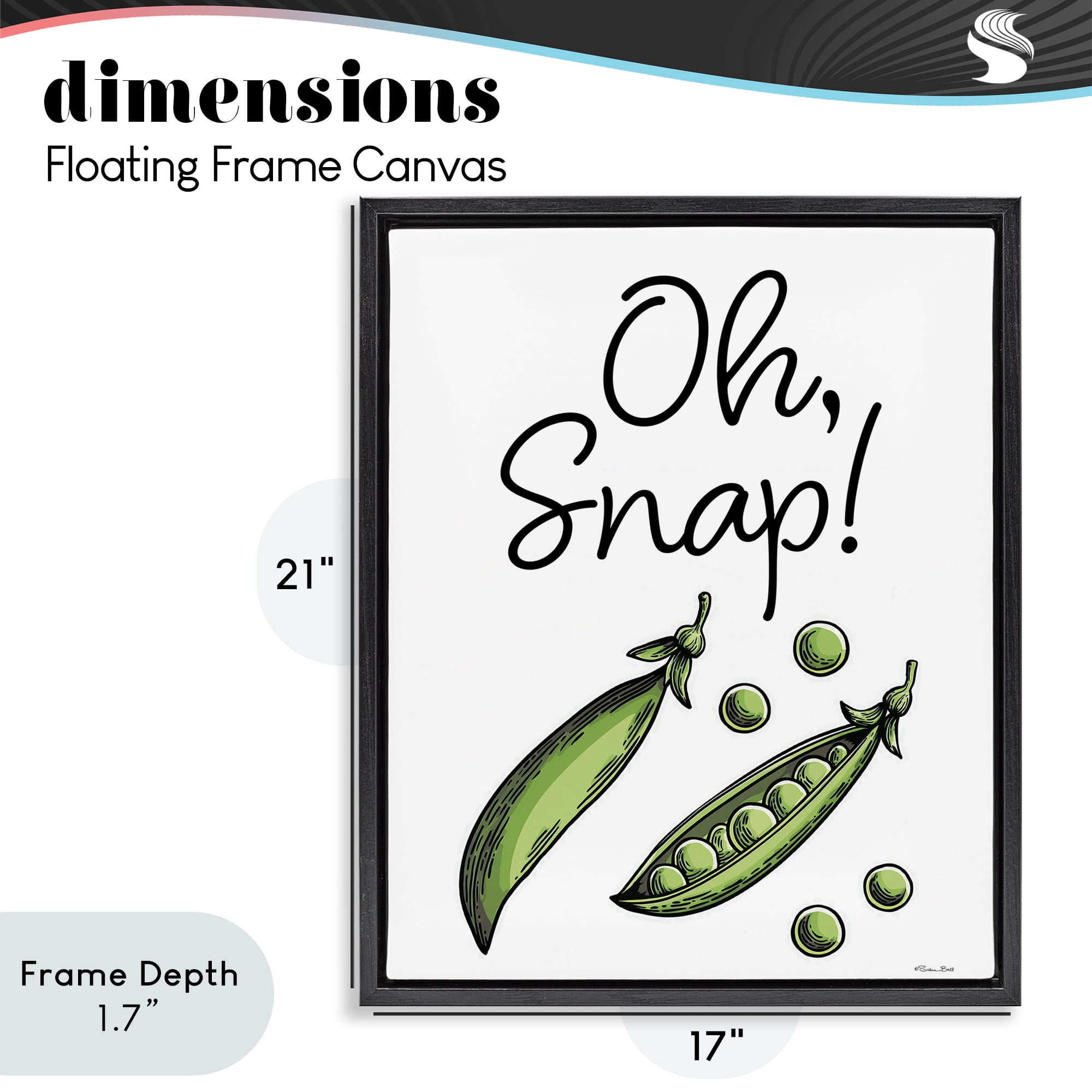 Stupell Industries Oh Snap Peas Black Framed Floater Canvas Wall Art, design by Susan Ball
