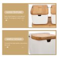 thumbnail image 4 of 1 Set of Square Shaped Seasoning Box Kitchen Condiment Container Bamboo Lid Spice Jar, 4 of 8