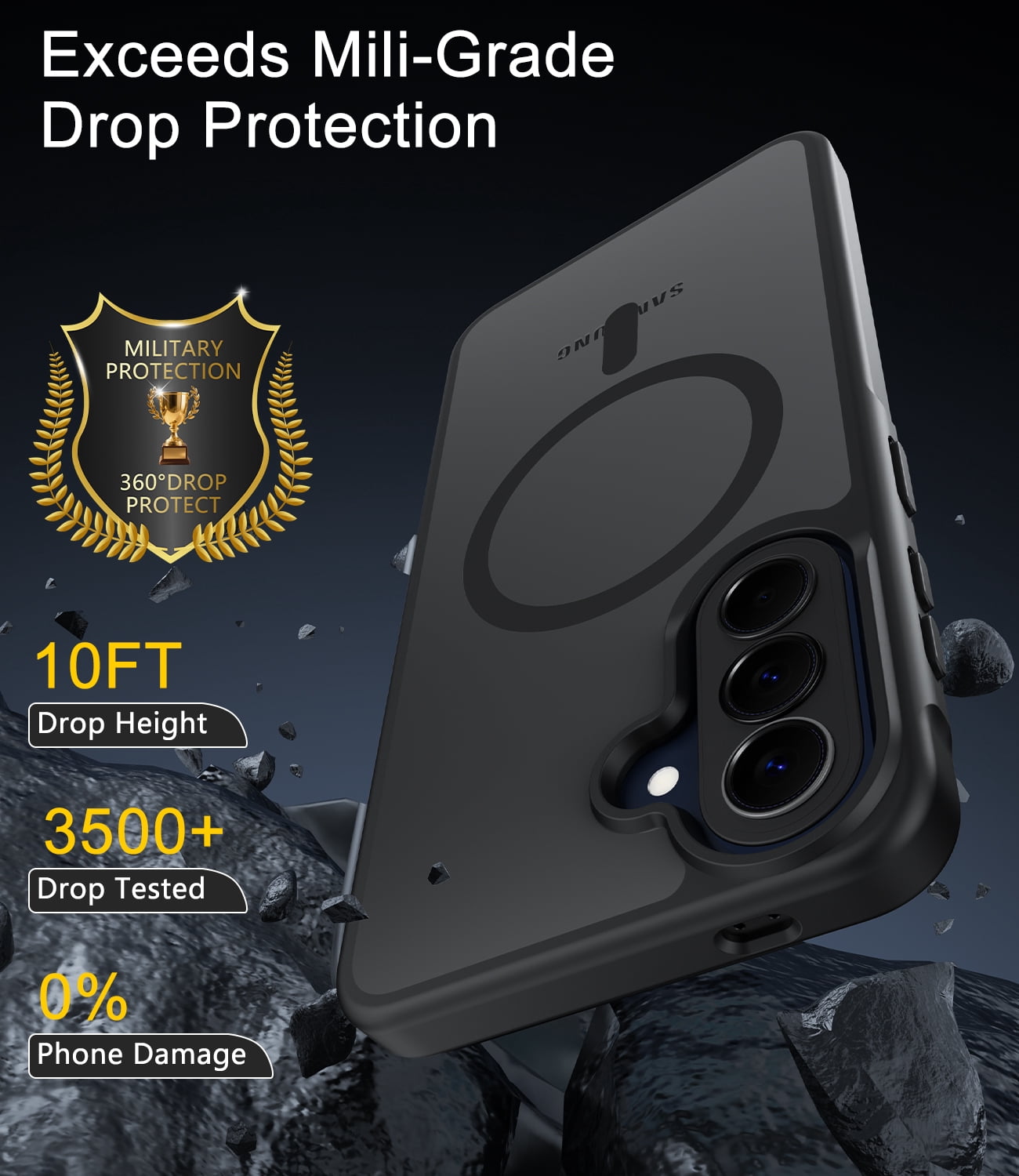 for Samsung Galaxy A57 5G Case Compatible with MagSafe, Translucent Matte Shockproof Phone Case Cover - Black