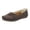 Coffee, variant on Women's Leather Flat Loafers Bottom Soft Thick Sole Round Toe Casual Breathable Moccasins Hollow out Non Slip Walking Shoes Brown Size 9.5