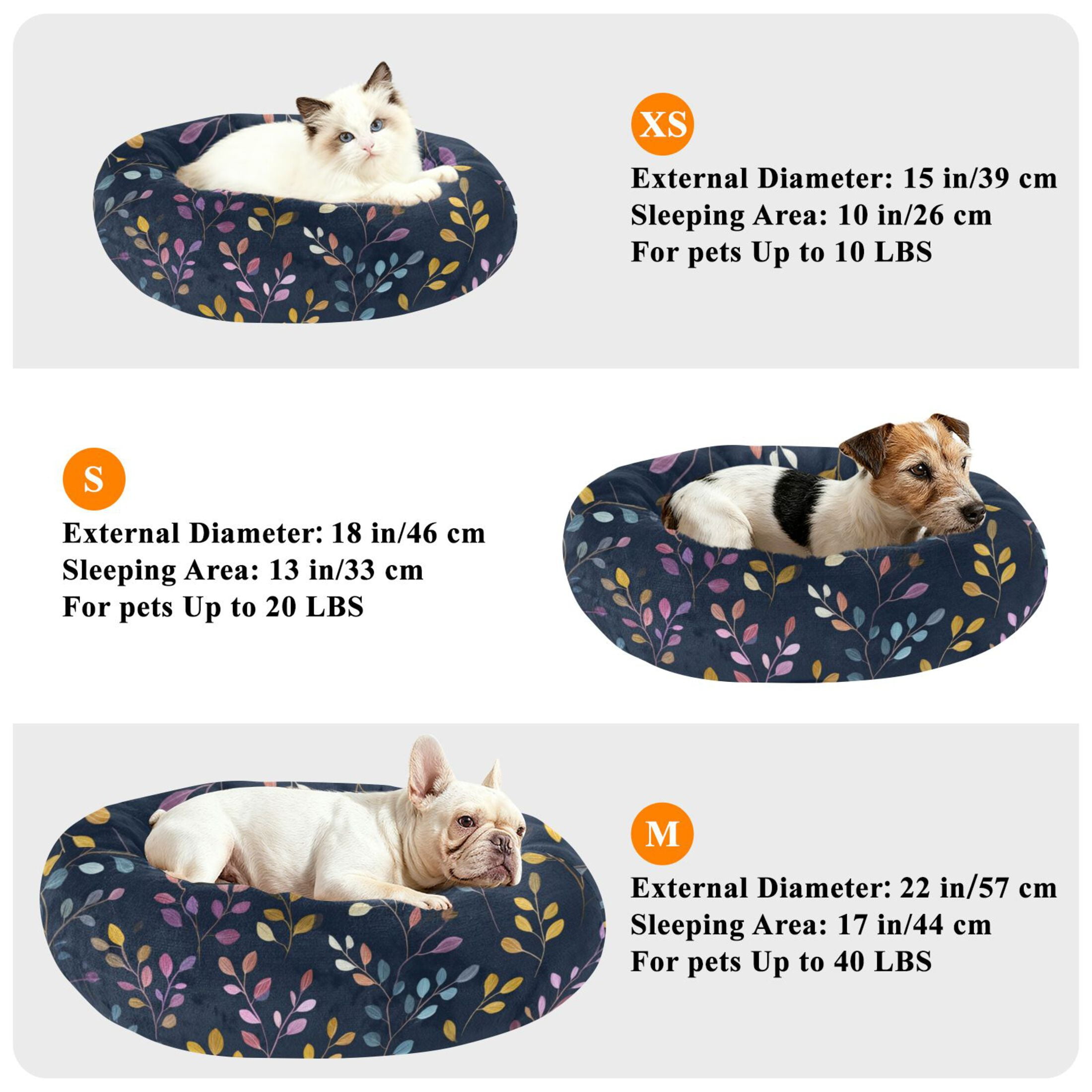 Pet Bed Pet Mat Cozy Removable & Washable Comfort For Cats And Dogs Small Pastel Leaves