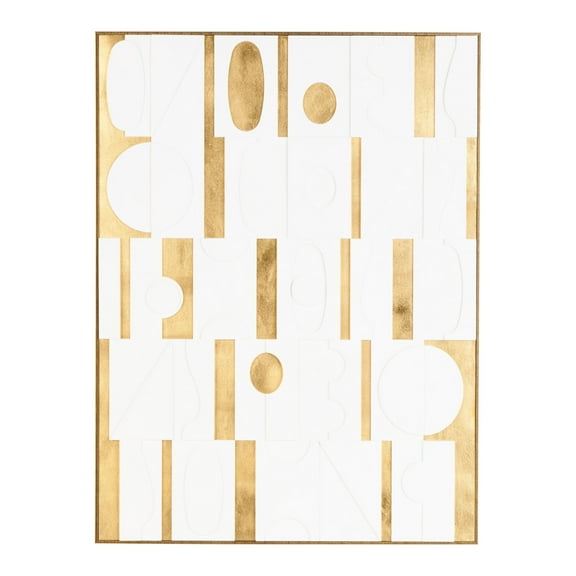 30" x 39" Geometric Shape Abstract Framed Wall Art with Gold Accents, by DecMode