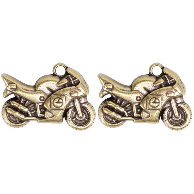 2pcs Motorcycle Shape Pendant Funny Key Ring Pendant Hanging Decor Charms Jewelry Making Accessories for Keychain Necklace (Golden)