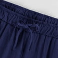 thumbnail image 4 of BinBiL Women Casual Linen Drawstring Elastic Waist Wide Leg Pants Cropped Trousers Dark Blue XXXXL(XXXXL), 4 of 7