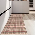 thumbnail image 4 of Beige Brown and Red Checkered Pattern Kitchen Rug Mat,Kitchen Runner Rugs Non Skid Washable,Decorative Kitchen Floor Mats for Kitchen,Sink,Laundry,17"X47", 4 of 5