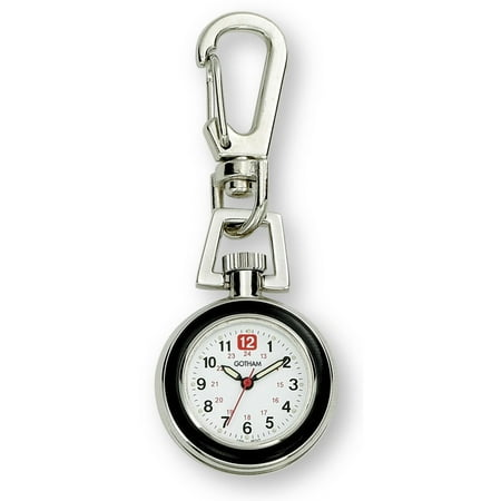 - Gotham Unisex Silver-Tone Analog Quartz Keychain Clip Fob Watch # GWC18107-2