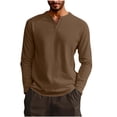 thumbnail image 4 of DPTALR Men's Casual Solid Color Loose V-Neck Lightweight Breathable Long Sleeve Pullover Top,Coffee, M, 4 of 7