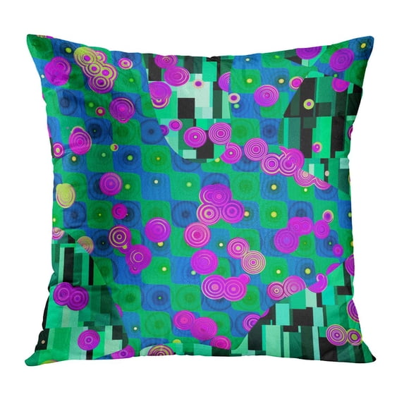 ECCOT Blue Abstractionism Abstract Pattern in Gustav Klimt Green Annulus Artist Blade Circle Circular Pillowcase Pillow Cover Cushion Case 18x18 inch