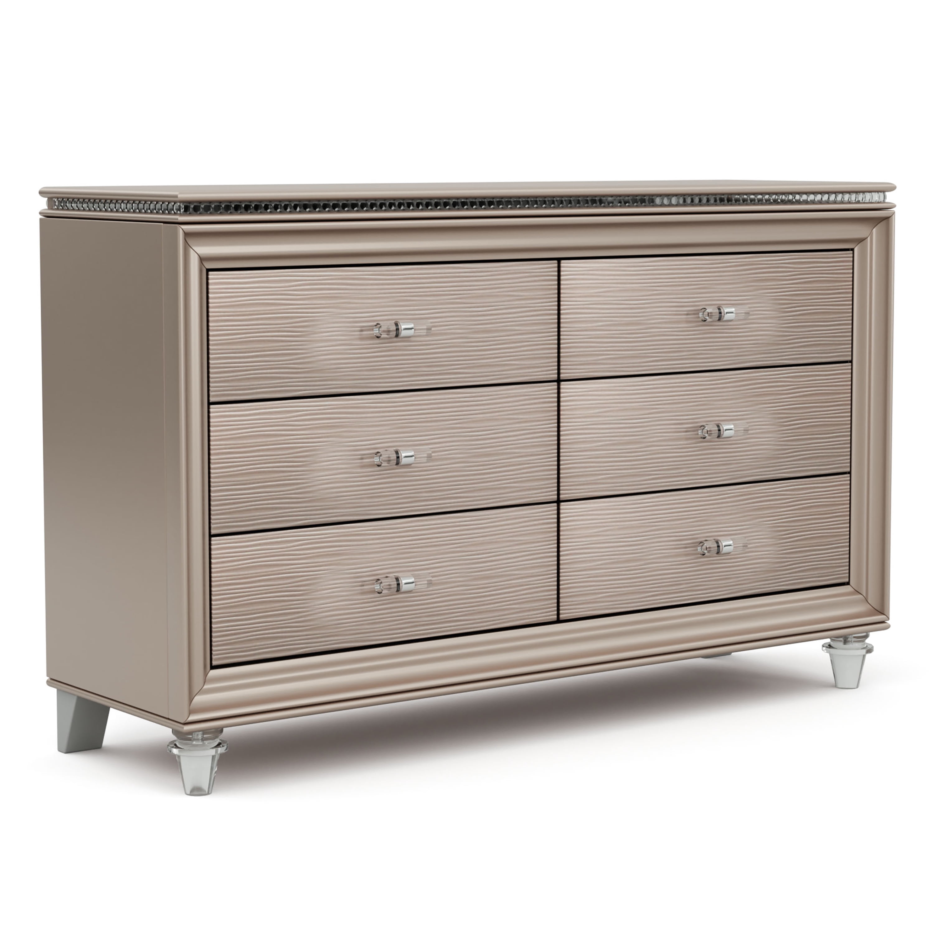 Furniture of America San Angelo Adult Modern 6-Drawer Dresser, Rose Gold