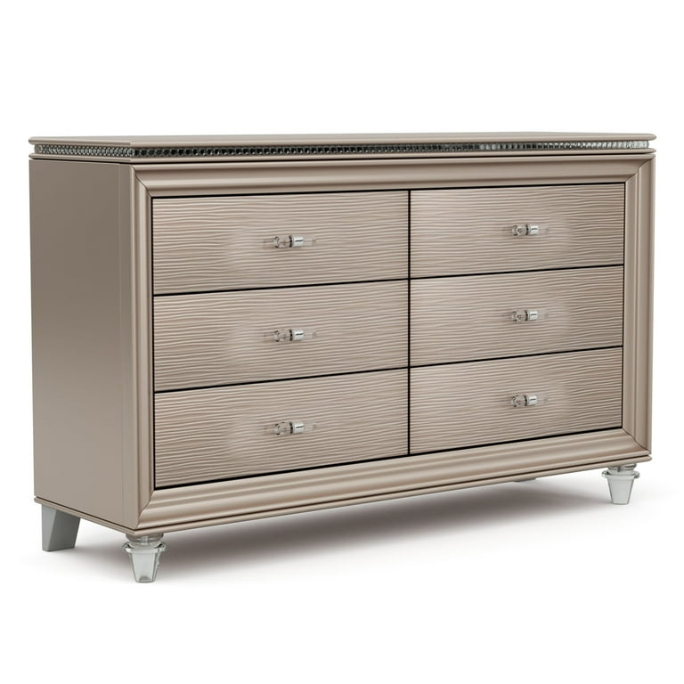 rose gold and white dresser Furniture of America San Angelo Modern Bedroom 6-Drawer Solid Wooden Kid Dresser in Rose Gold