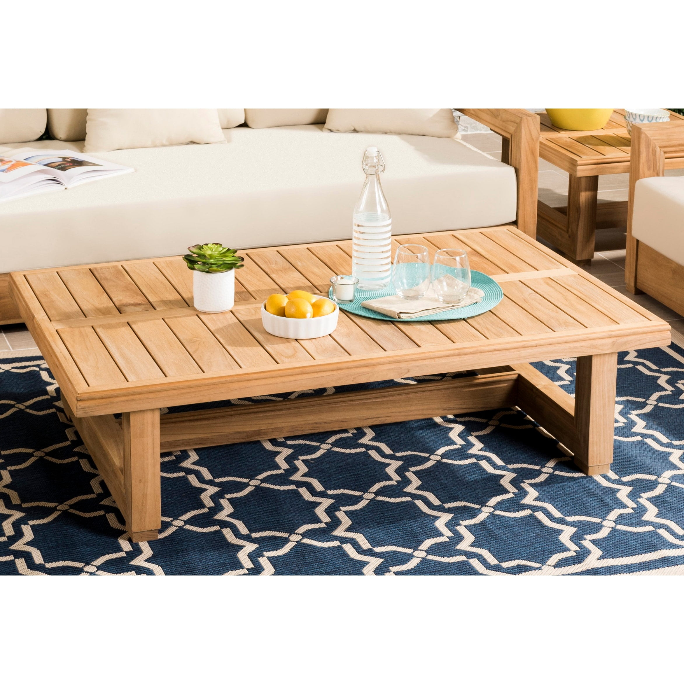Safavieh Couture Outdoor Montford Teak Commercial Grade Coffee Table
