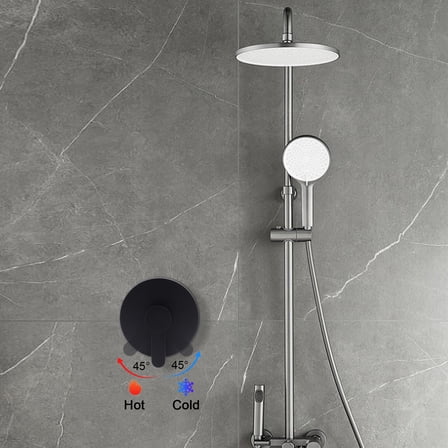 Wall Mount Shower Faucet Control Valve Single Function Shower Handle Valve for Bathroom Black