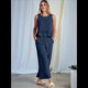 thumbnail image 4 of Conjunto de Chaleco Informal Sin Mangas con Cuello Redondo Plisado y Pantalones Cortos de Pierna para Mujer, Azul Marino, Talla S, 4 of 6