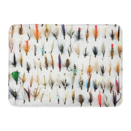 GODPOK Lures White Fish Selection of Traditional Trout Fishing Flies in Fly Box Angling Salmon Rug Doormat Bath Mat 23.6x15.7