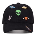 thumbnail image 6 of Spazoro Toddler Boys Girls Baseball Cap, Adjustable Alien Print Perforated Breathable Washed Cotton Hat for Summer Protection Black, 6 of 9