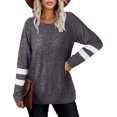 thumbnail image 2 of T-Shirts Décontractés à Manches Longues Rayés pour Femmes, Col Rond, Hauts Unis, Blouse Ample de Loisirs, 2 of 4