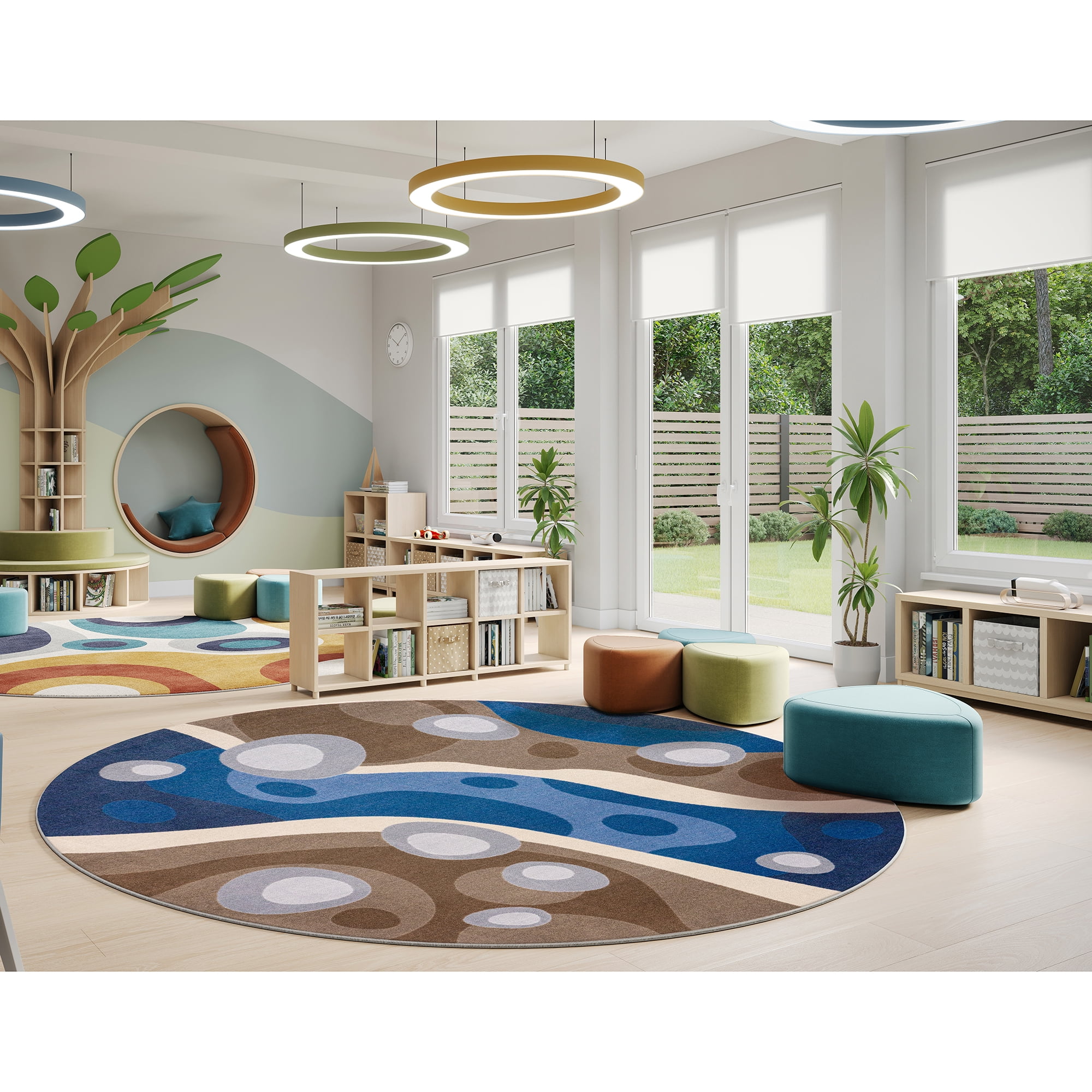 Serenity Brook 5'4" Round Area Rug in Color Multi