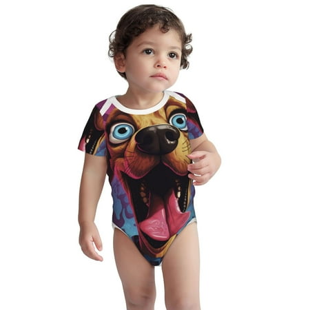 

Sikiie Cartoon Big-Eyed Dog Baby Short Sleeve Bodysuits One-piece 100% Cotton for Infant Baby Boys Girls Unisex-2 Years