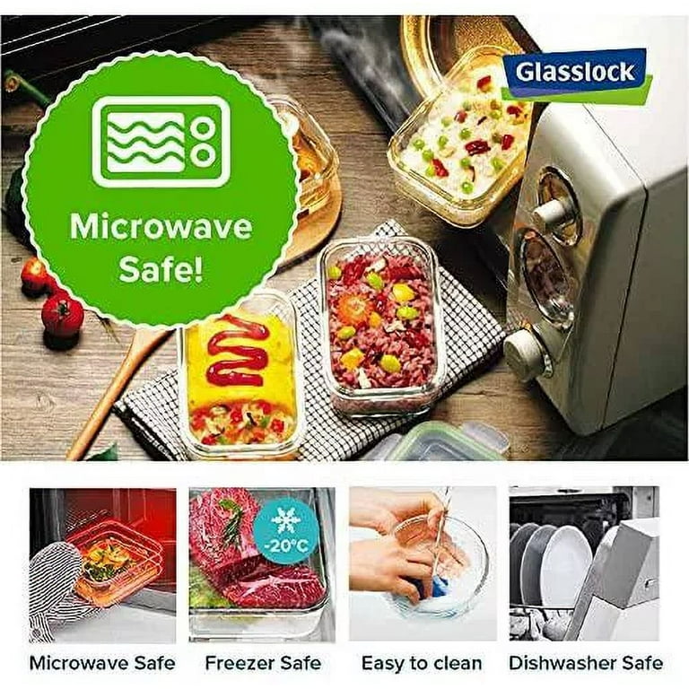 Glasslock Taper Rectangular Glass Food-Storage Container with Locking Lids Anti-Spill Microwave Safe 57.5 oz / 1700 ml - 3 Container Set