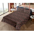 thumbnail image 4 of Ambesonne Magnolia Floral Fitted & Flat Sheet with Shams 4 Pcs Set, Gothic Flowers Boho, Queen, Dark Coral Charcoal Grey, 4 of 5