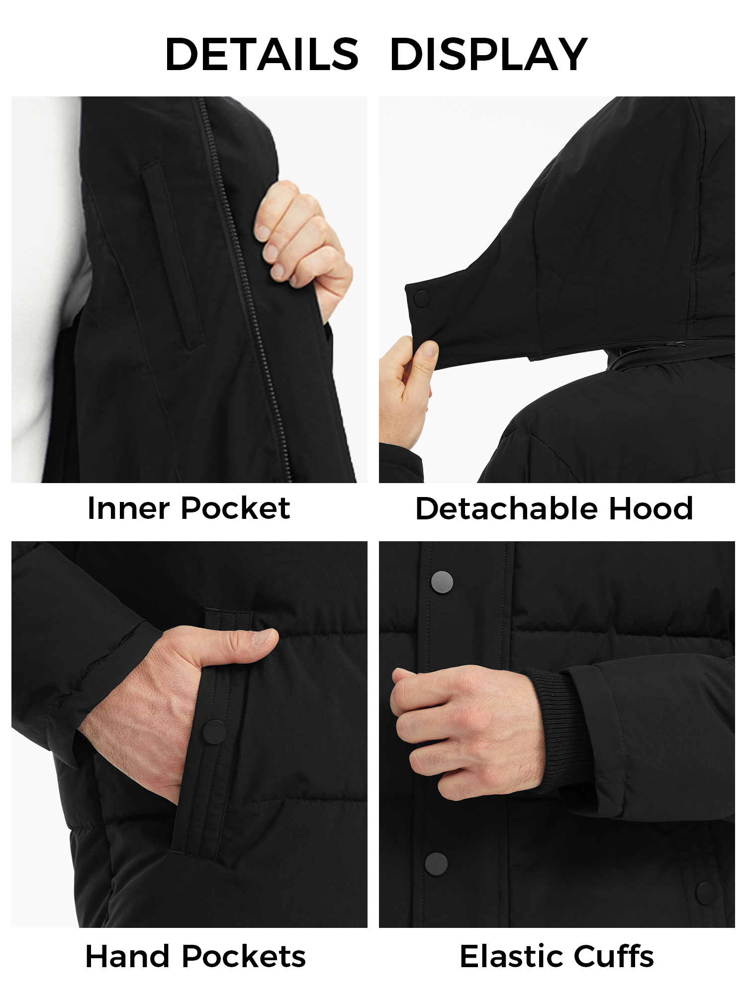Wantdo Men's Recycled Puffer Jacket, Black photo 4