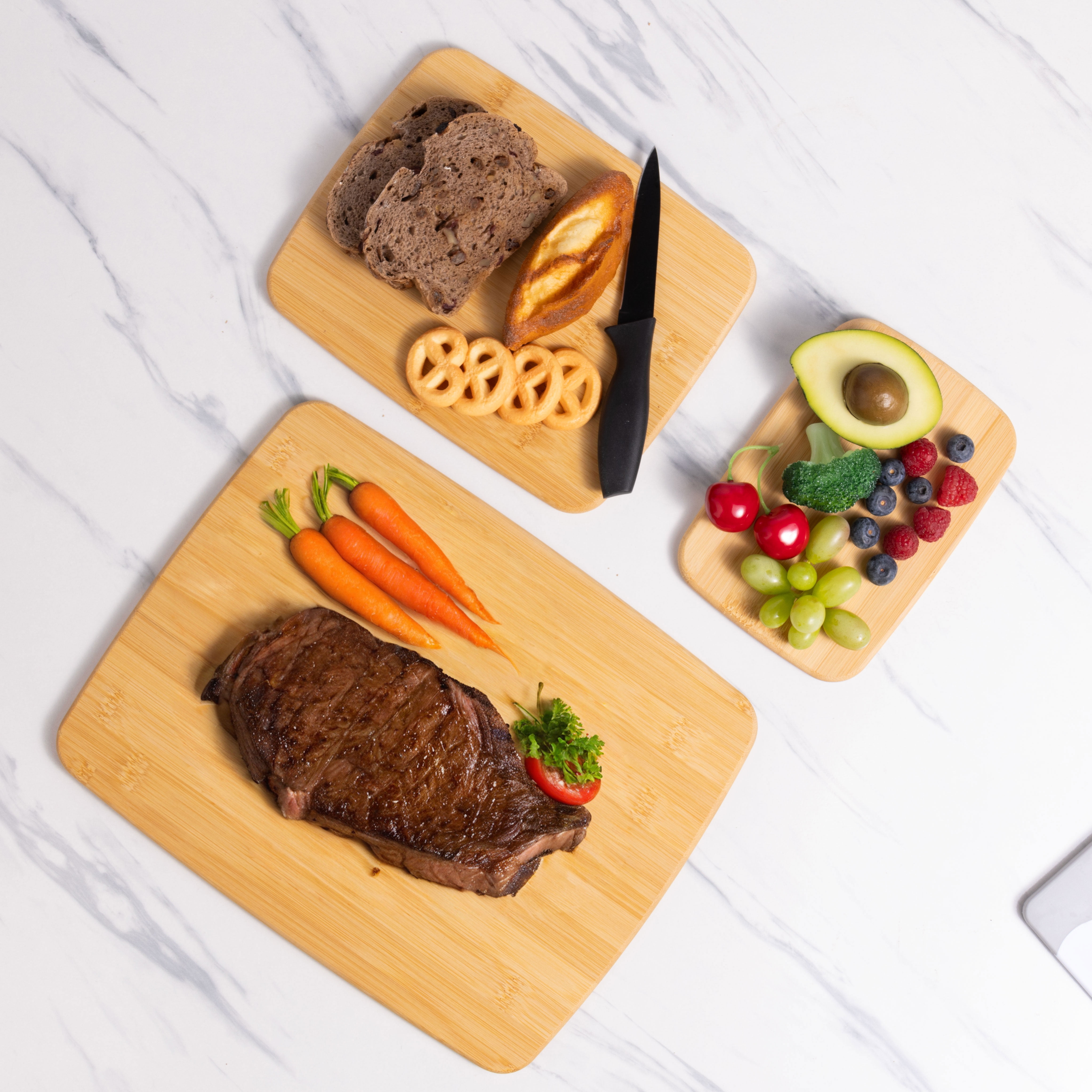 Mainstays Bamboo Cutting Board Set, 3 Piece, Large/Medium/Small