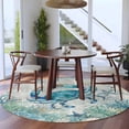 thumbnail image 3 of Teal Crabs Coastal Round Area Rug 8Ft Washable Large Circle Rugs for Living Room Dorm, Summer Beach Coral Nautical Ocean Non-Slip Carpet Floor Mats Indoor Outdoor Carpet Runner Aesthetic Home Decor, 3 of 8