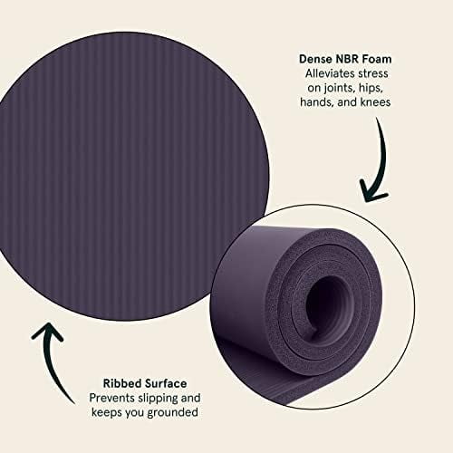 Solana Yoga Mat 1" Thick w/Nylon Strap for Men & Women - Non Slip Exercise Mat for Home Yoga, Pilates, Stretching, Floor & Fitness Workouts