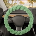thumbnail image 3 of Carbella Twisted Fur Green Steering Wheel Cover, Standard 15 Inch Size Fits Most Vehicles, Fuzzy Fluffy Car Steering Cover with Soft Faux Fur Touch, 3 of 8