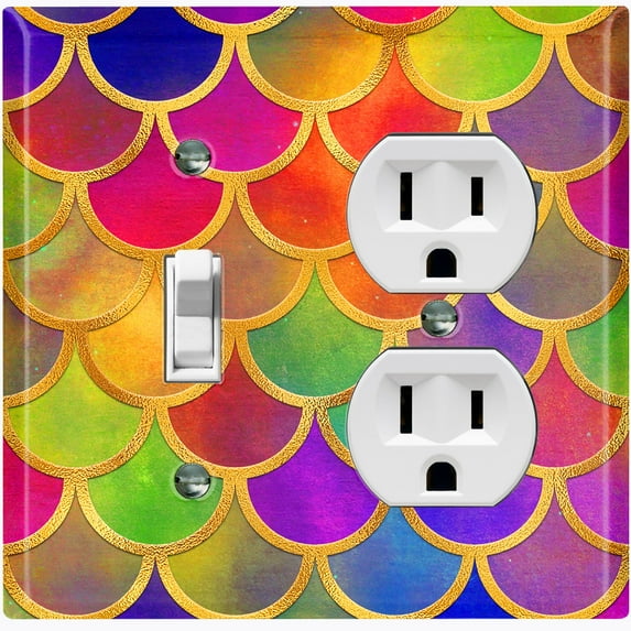 Metal Light Switch Plate Outlet Cover Mermaid Colorful MER007