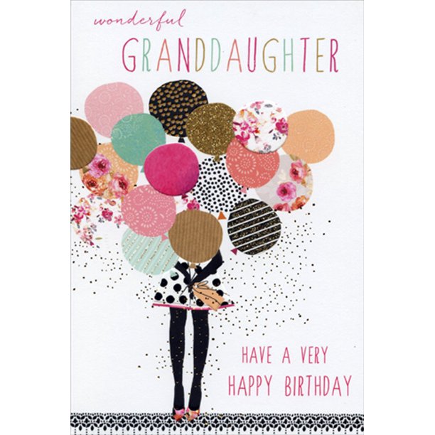 Happy Birthday Granddaughter African American Pictura Patterned Balloon Bouquet Sara Miller Birthday Card For  Granddaughter - Walmart.com